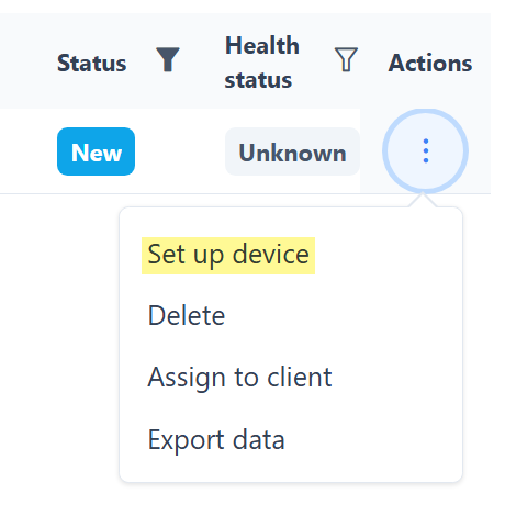 Cloud device menu